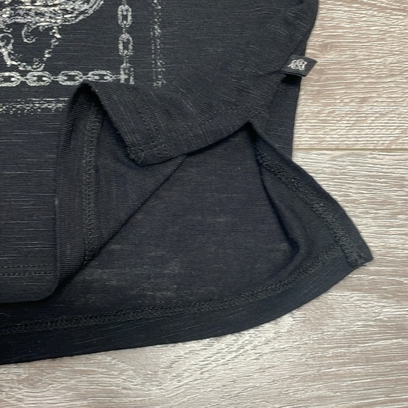 NWT Rock & Republic Black Tie Graphic Floral Rose Short Fishnet Mesh Sleeves XS - Picture 11 of 13